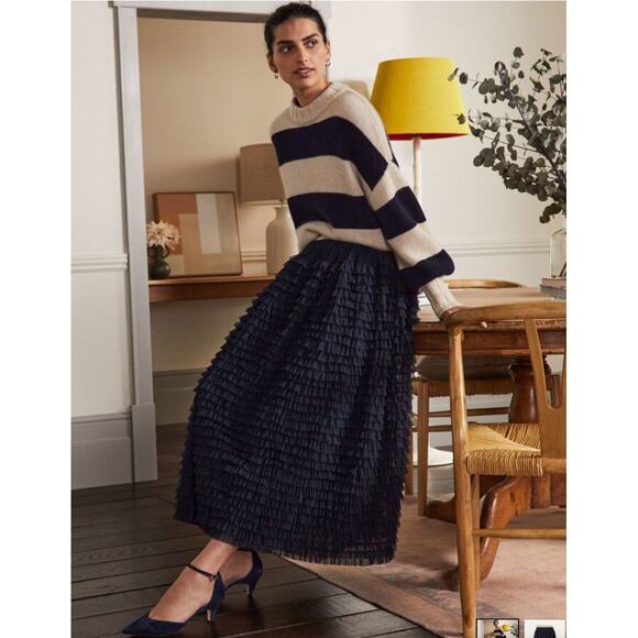 NWT Boden Rachael Midi Navy Ruffle Tiered Skirto - Picture 1 of 8